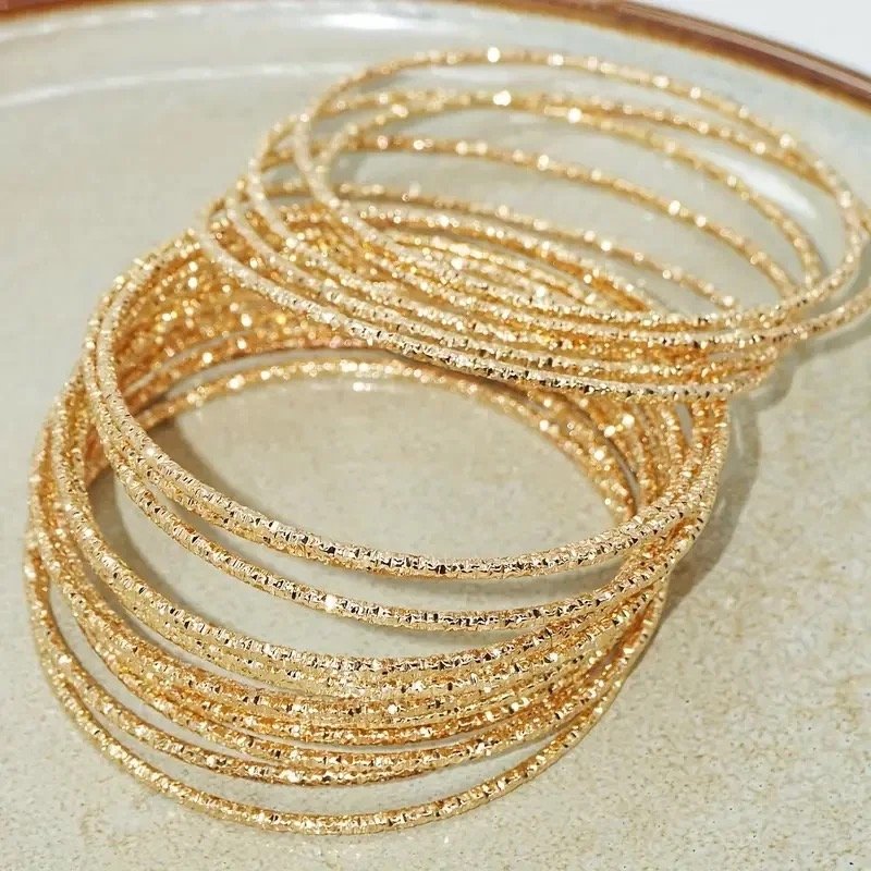 10 Piece Shiny Classic Gold Bracelet Set
