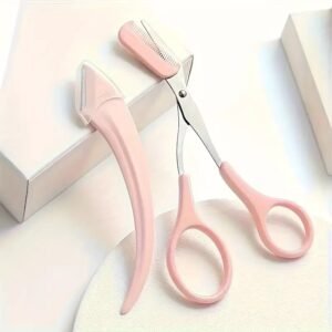 2 Pack Eye Brow Scissors With Comb N Curved Razor