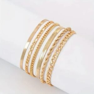 6 Piece Vintage Simple Gold Bracelet Or Ankle Bracelet